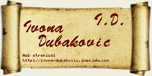 Ivona Dubaković vizit kartica